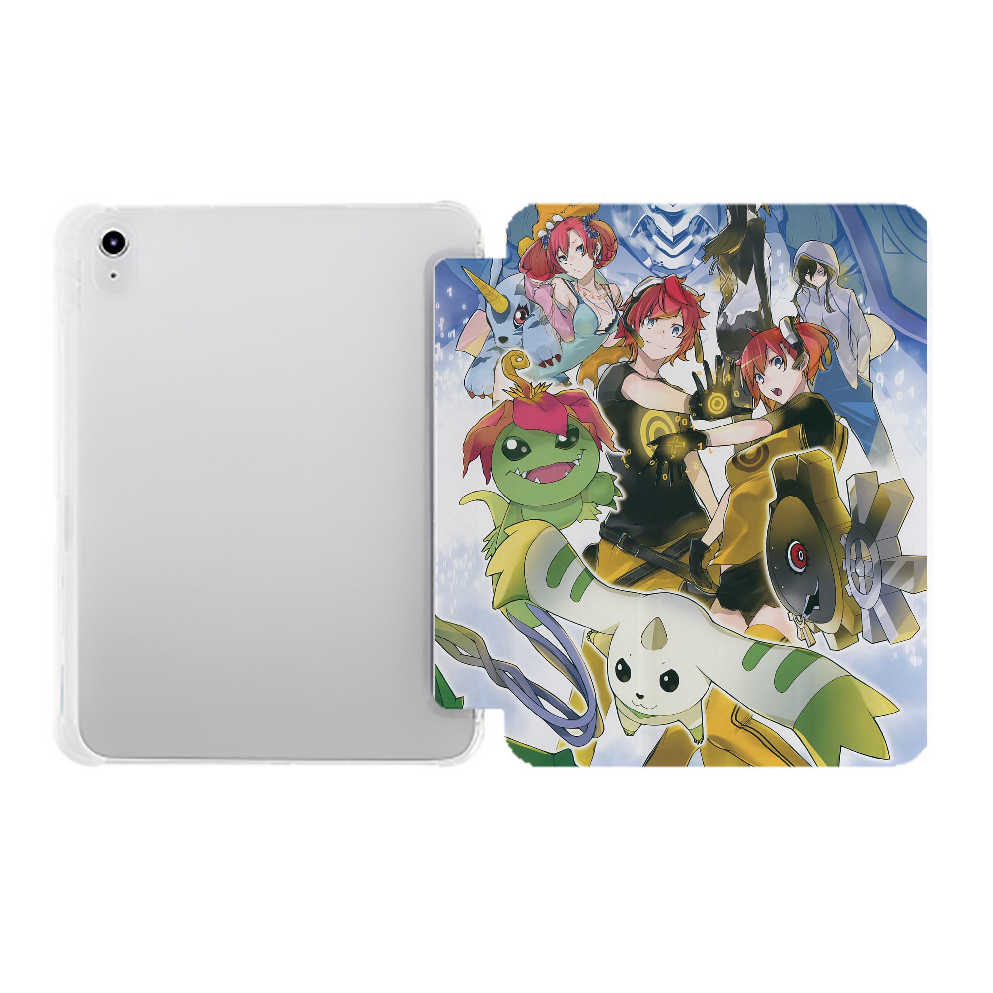 （画像用） Digimon デジタルモンスター/デジモン IPad ケース ペン収納付き 三つ折りスタンド PUレザー×シリコン 対応機種9.5/10.5/10.9インチ